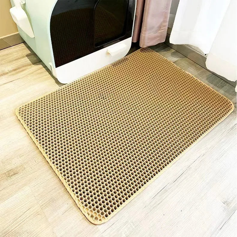 Large Waterproof Cat Litter Mat – Double Layer EVA Non-Slip Pet Litter Box Mat