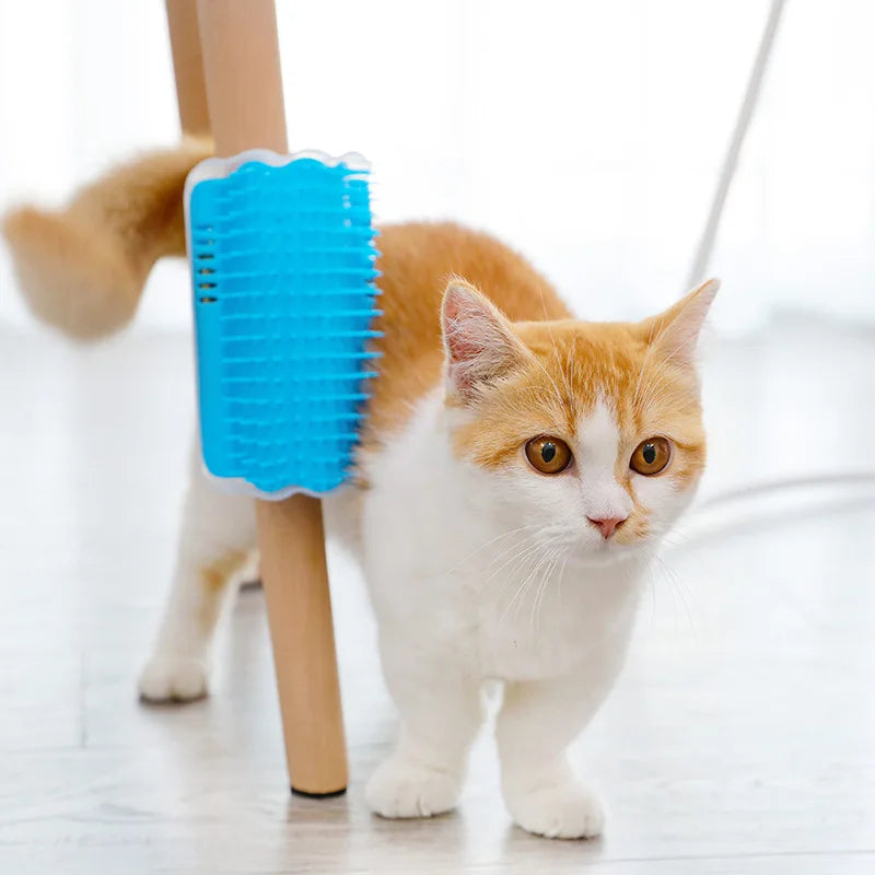 Wall Corner Cat Scratcher Brush – Self Grooming Pet Comb & Massager