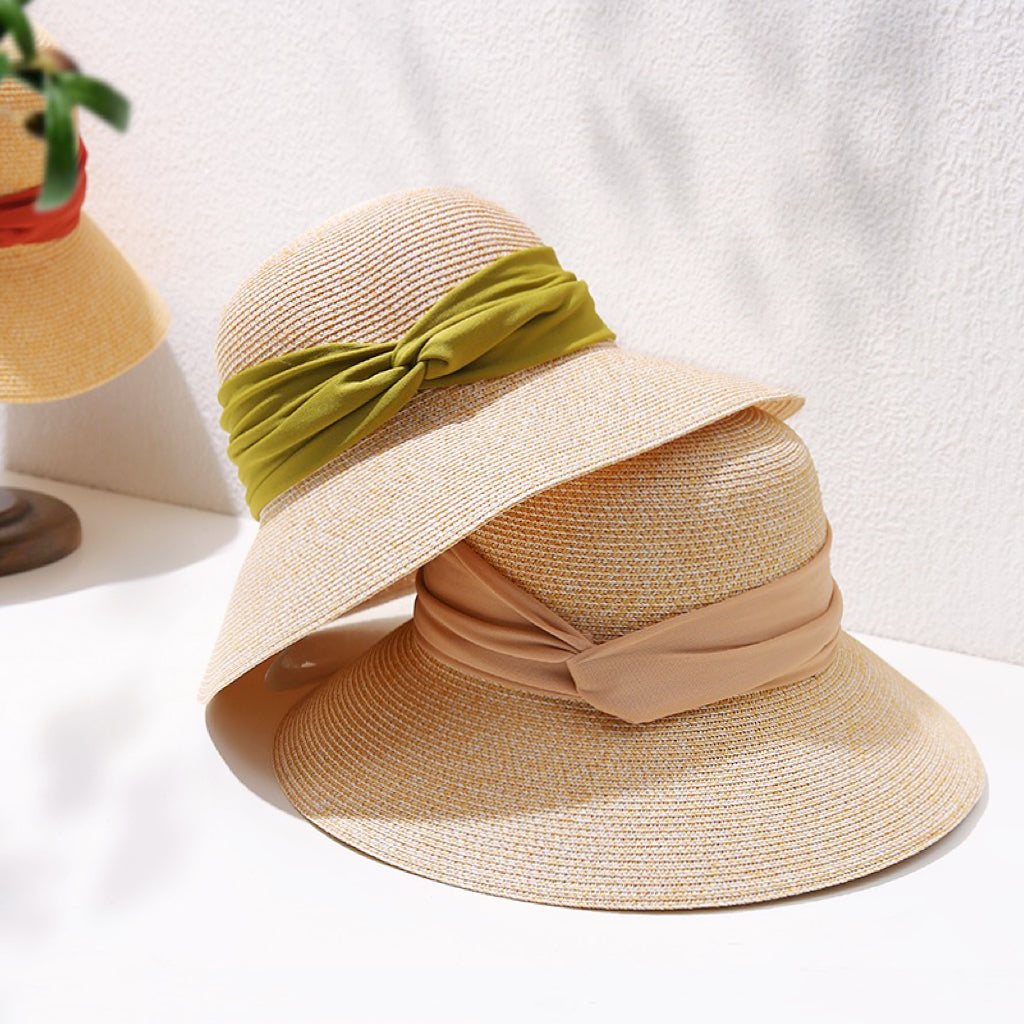Foldable Elegant Ribbon Straw Hat