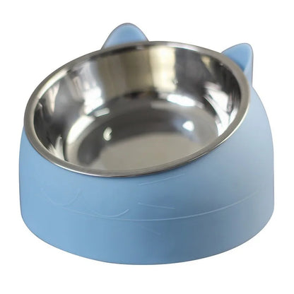 Stainless Steel Inclined Pet Feeding Bowl – Creative Cat & Dog Food and Water Feeder