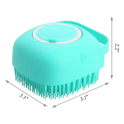 Pet Shampoo Brush with Dispenser – 2-in-1 Silicone Bath & Grooming Comb for Dogs and Cats