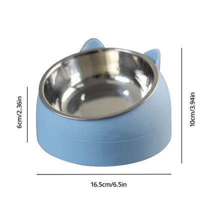 Stainless Steel Inclined Pet Feeding Bowl – Creative Cat & Dog Food and Water Feeder
