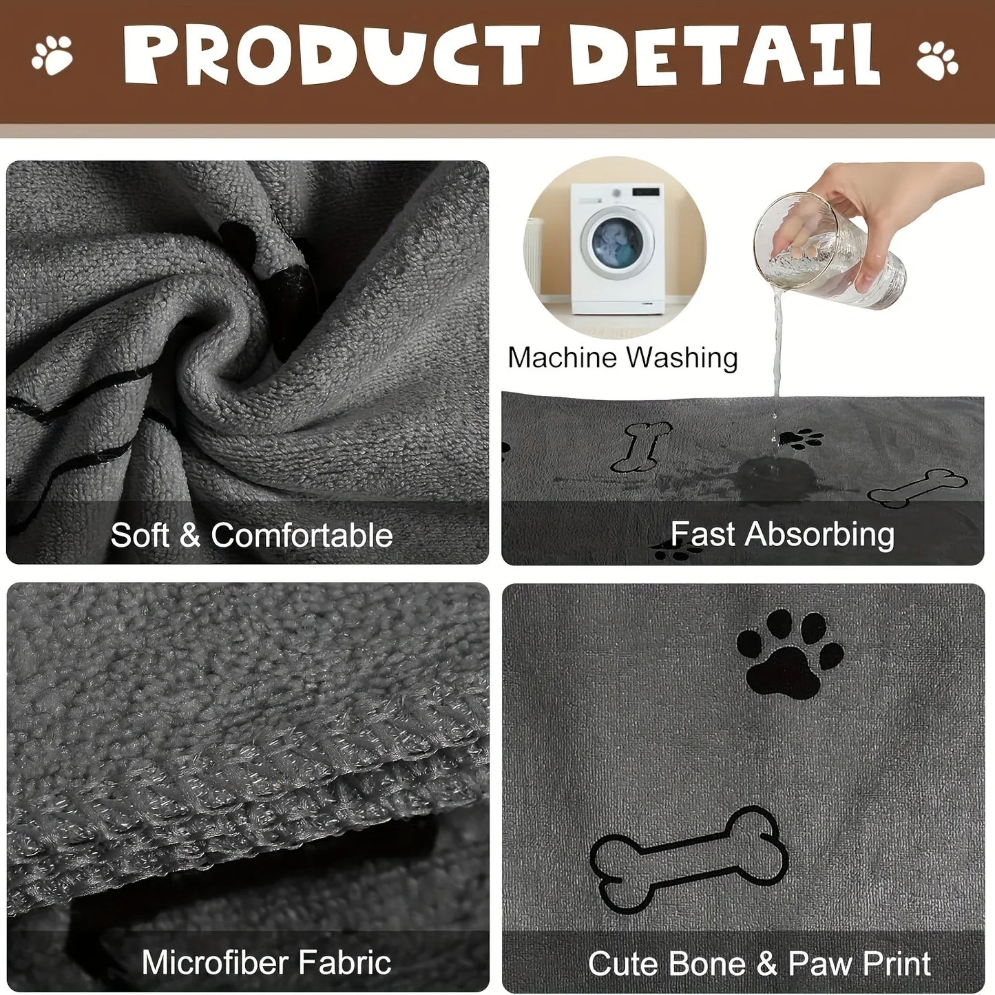 Quick-Drying Microfiber Dog Towel – Absorbent Bath Towel for Dogs and Cats
