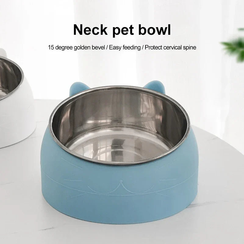 Stainless Steel Inclined Pet Feeding Bowl – Creative Cat & Dog Food and Water Feeder