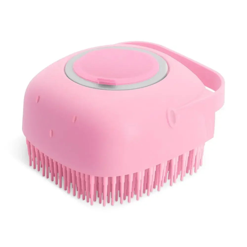 Pet Shampoo Brush with Dispenser – 2-in-1 Silicone Bath & Grooming Comb for Dogs and Cats