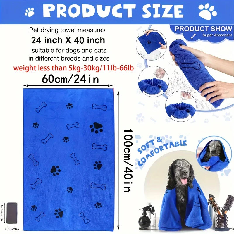 Quick-Drying Microfiber Dog Towel – Absorbent Bath Towel for Dogs and Cats