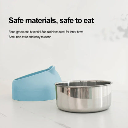 Stainless Steel Inclined Pet Feeding Bowl – Creative Cat & Dog Food and Water Feeder