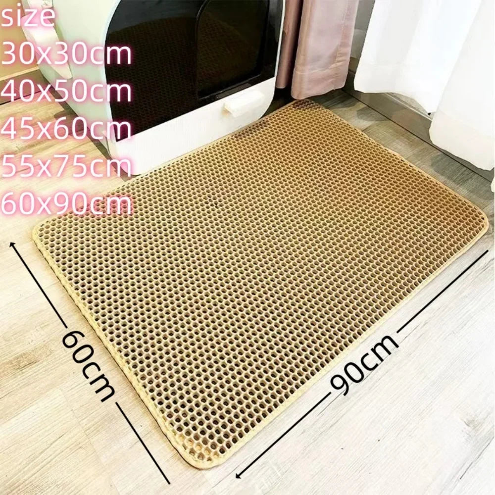 Large Waterproof Cat Litter Mat – Double Layer EVA Non-Slip Pet Litter Box Mat