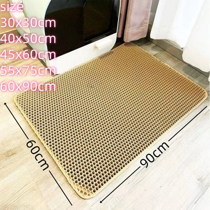 Large Waterproof Cat Litter Mat – Double Layer EVA Non-Slip Pet Litter Box Mat