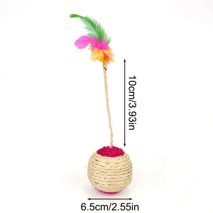 Colorful Feather Ball Cat Toy – Interactive Sisal Shuttlecock for Play and Exercise