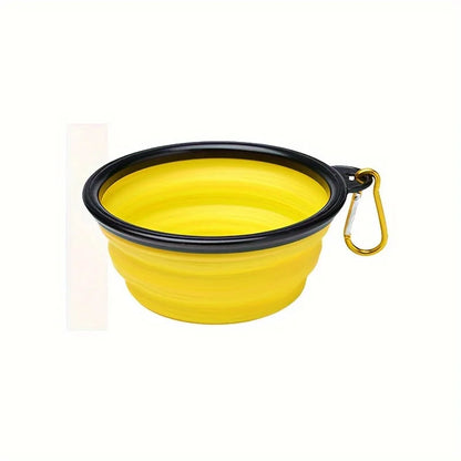 350ML Folding Black Frame Bowl with Keychain Pet Bowl Portable Travel Bowl Convenient Cat Bowl Not Easy to Deform Folding Bowl