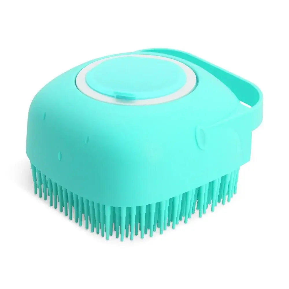 Pet Shampoo Brush with Dispenser – 2-in-1 Silicone Bath & Grooming Comb for Dogs and Cats