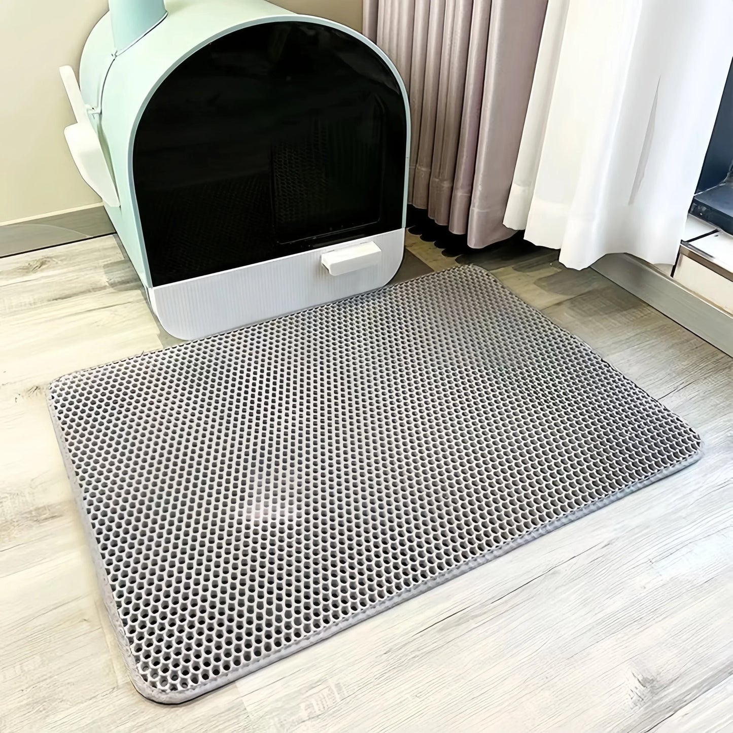 Large Waterproof Cat Litter Mat – Double Layer EVA Non-Slip Pet Litter Box Mat