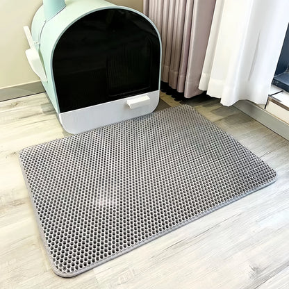 Large Waterproof Cat Litter Mat – Double Layer EVA Non-Slip Pet Litter Box Mat