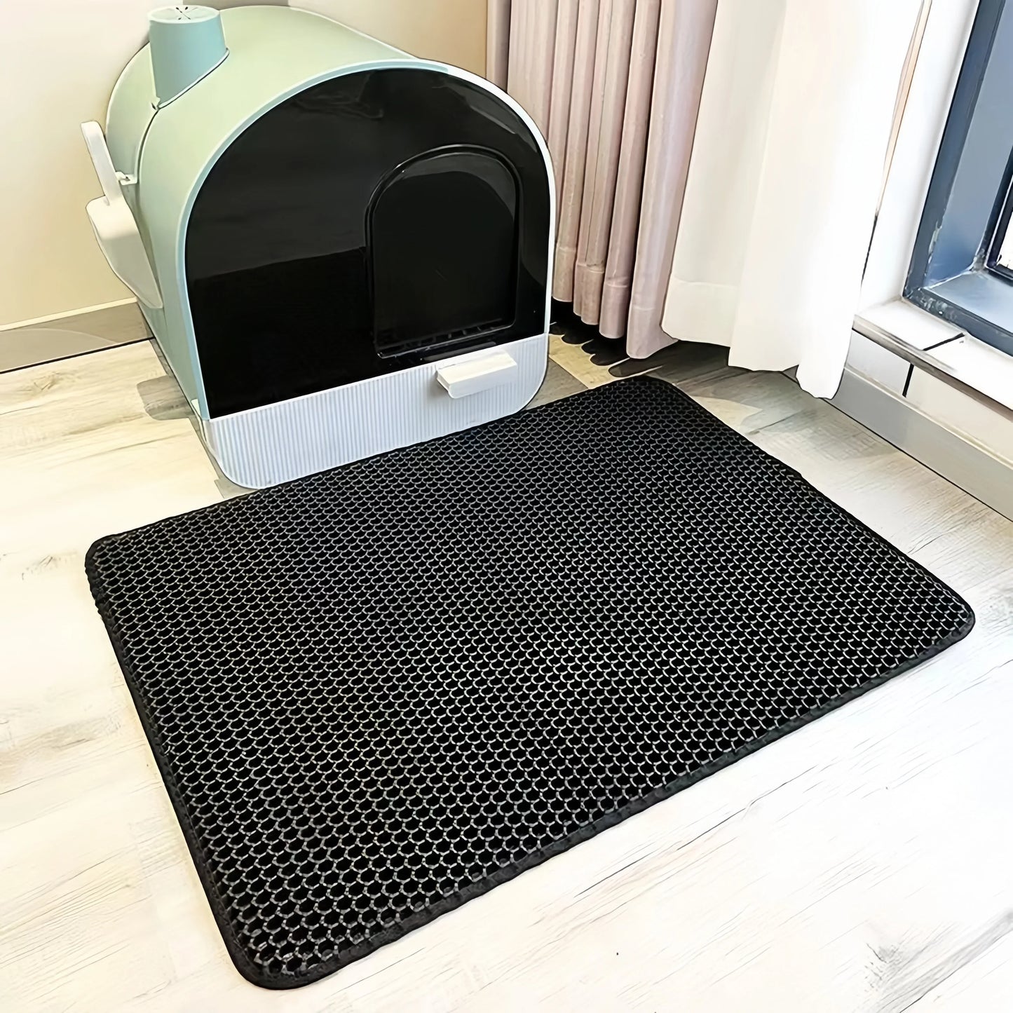 Large Waterproof Cat Litter Mat – Double Layer EVA Non-Slip Pet Litter Box Mat